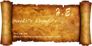 Havér Elemér névjegykártya